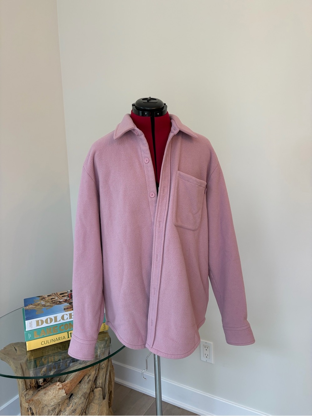 TNA Lavender Fleece Button-Front Cardigan